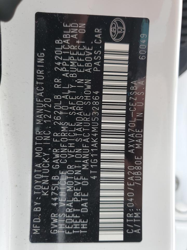 4T1G11AK4MU532864 2021 Toyota Camry Se