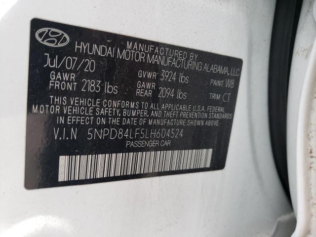 2020 Hyundai Elantra Sel VIN: 5NPD84LF5LH604524 Lot: 54830854