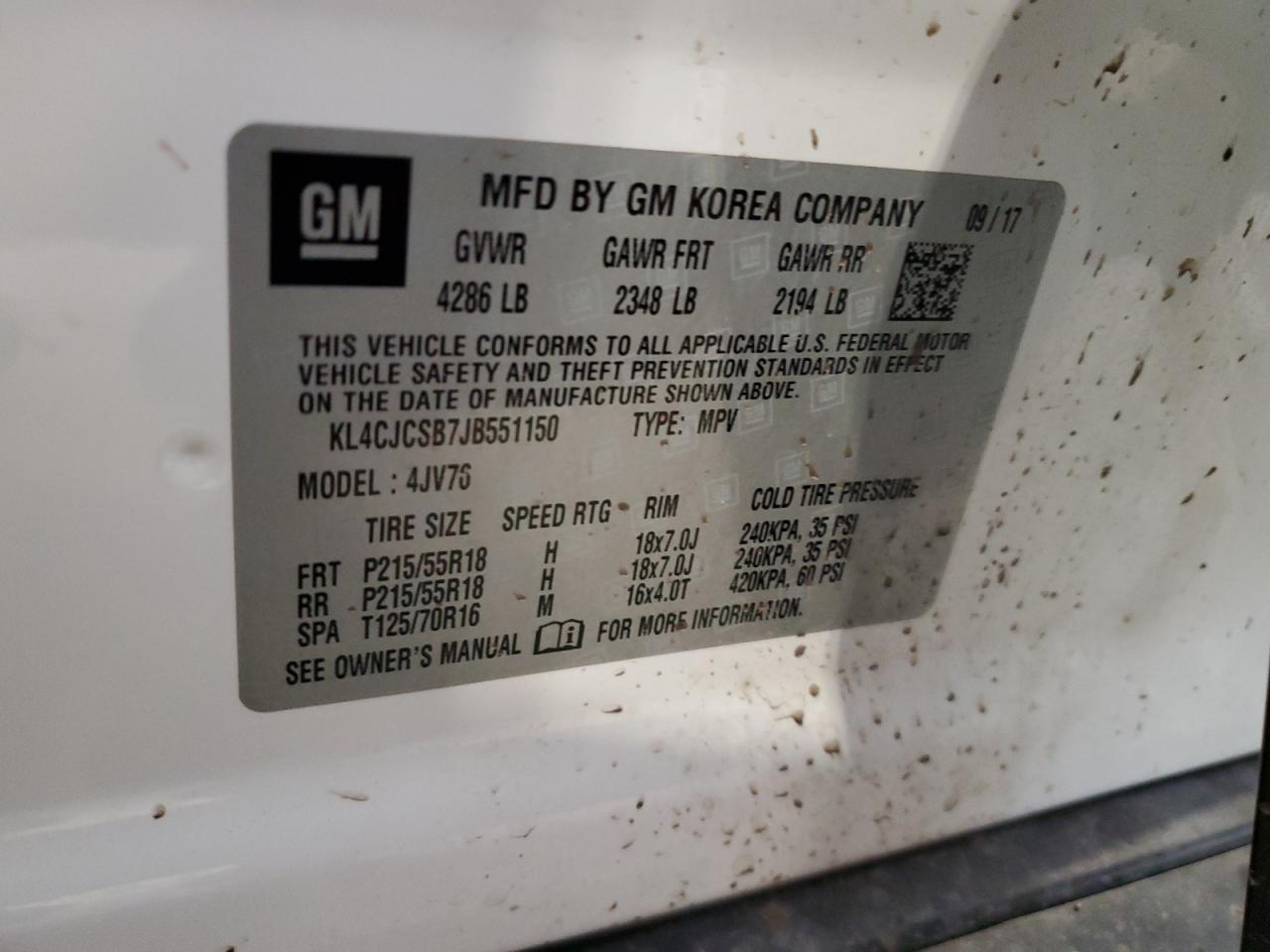 KL4CJCSB7JB551150 2018 Buick Encore Essence