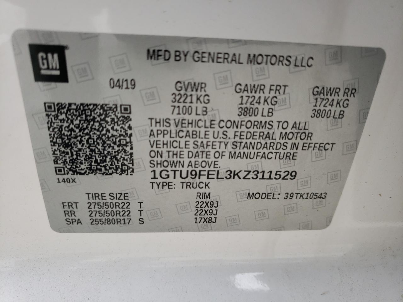 1GTU9FEL3KZ311529 2019 GMC Sierra K1500 Denali