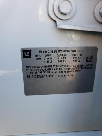 2016 Chevrolet Impala Lt VIN: 2G1115S36G9137488 Lot: 54596554