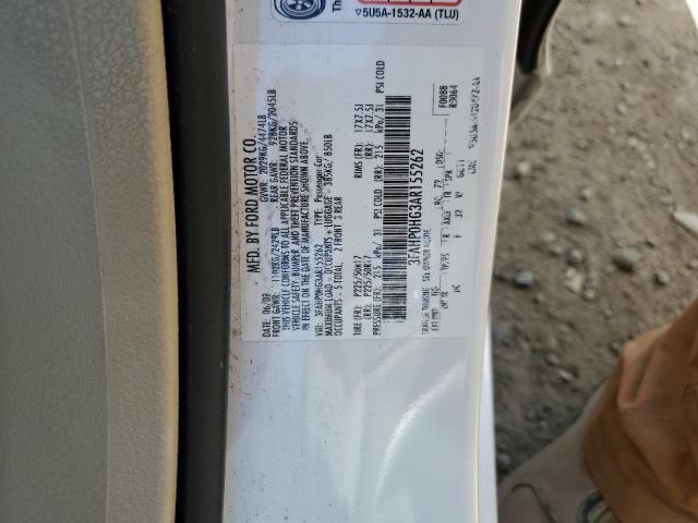 2010 Ford Fusion Se VIN: 3FAHP0HG3AR155262 Lot: 53957604