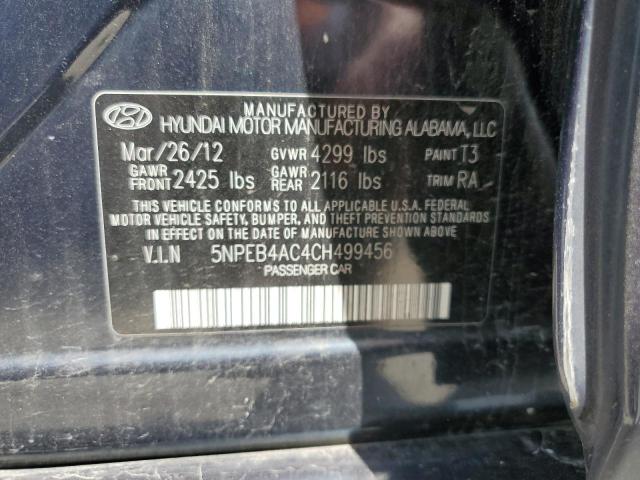 2012 Hyundai Sonata Gls VIN: 5NPEB4AC4CH499456 Lot: 56138404