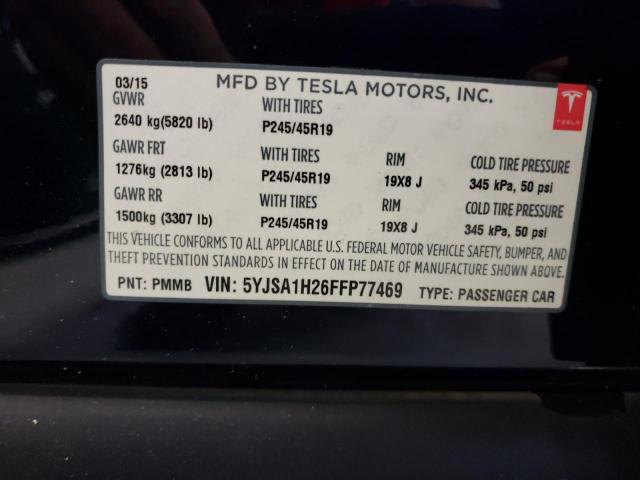 2015 Tesla Model S 85D VIN: 5YJSA1H26FFP77469 Lot: 54590974