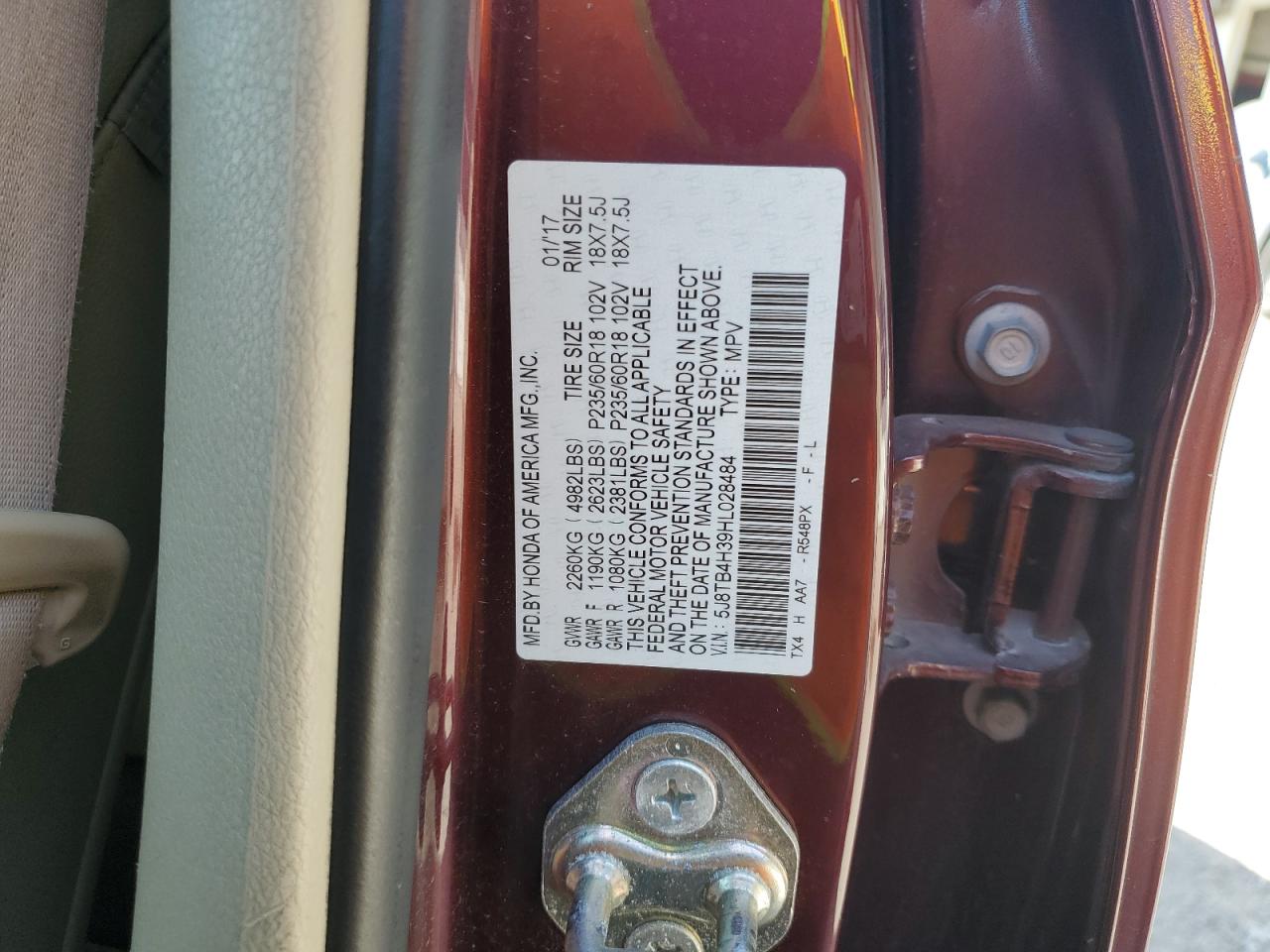 5J8TB4H39HL028484 2017 Acura Rdx