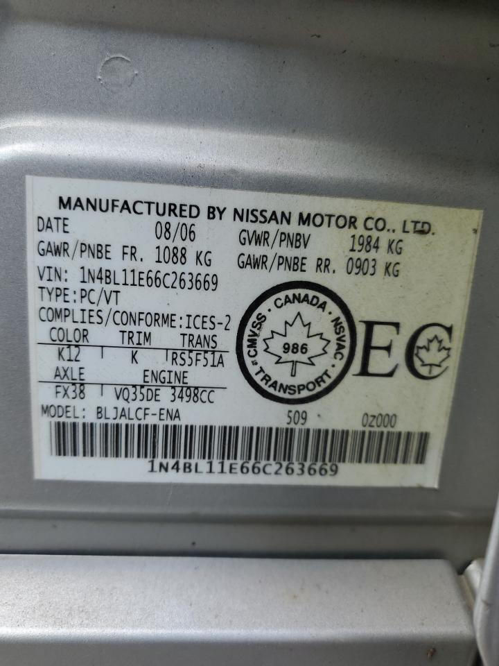 1N4BL11E66C263669 2006 Nissan Altima Se