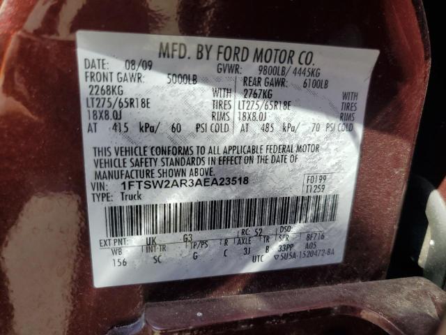 2010 Ford F250 Super Duty VIN: 1FTSW2AR3AEA23518 Lot: 54794104