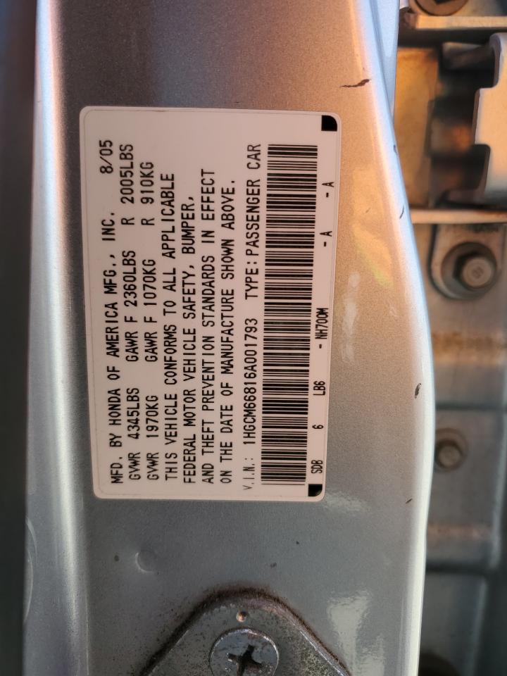 1HGCM66816A001793 2006 Honda Accord Ex