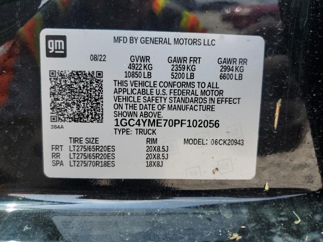 2023 Chevrolet Silverado K2500 Custom VIN: 1GC4YME70PF102056 Lot: 55743604