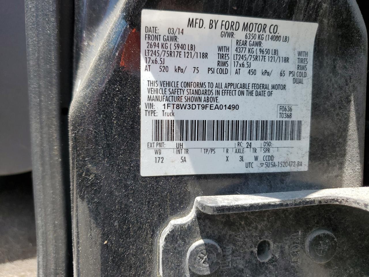 2015 Ford F350 Super Duty vin: 1FT8W3DT9FEA01490