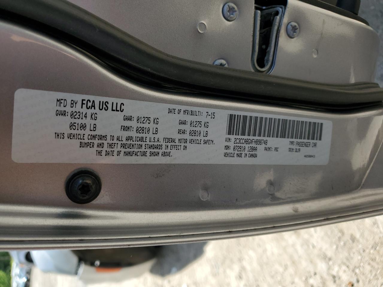 2C3CCABGXFH898748 2015 Chrysler 300 S