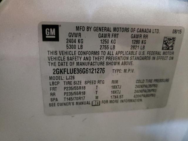 2016 GMC Terrain Slt VIN: 2GKFLUE36G6121276 Lot: 55709034