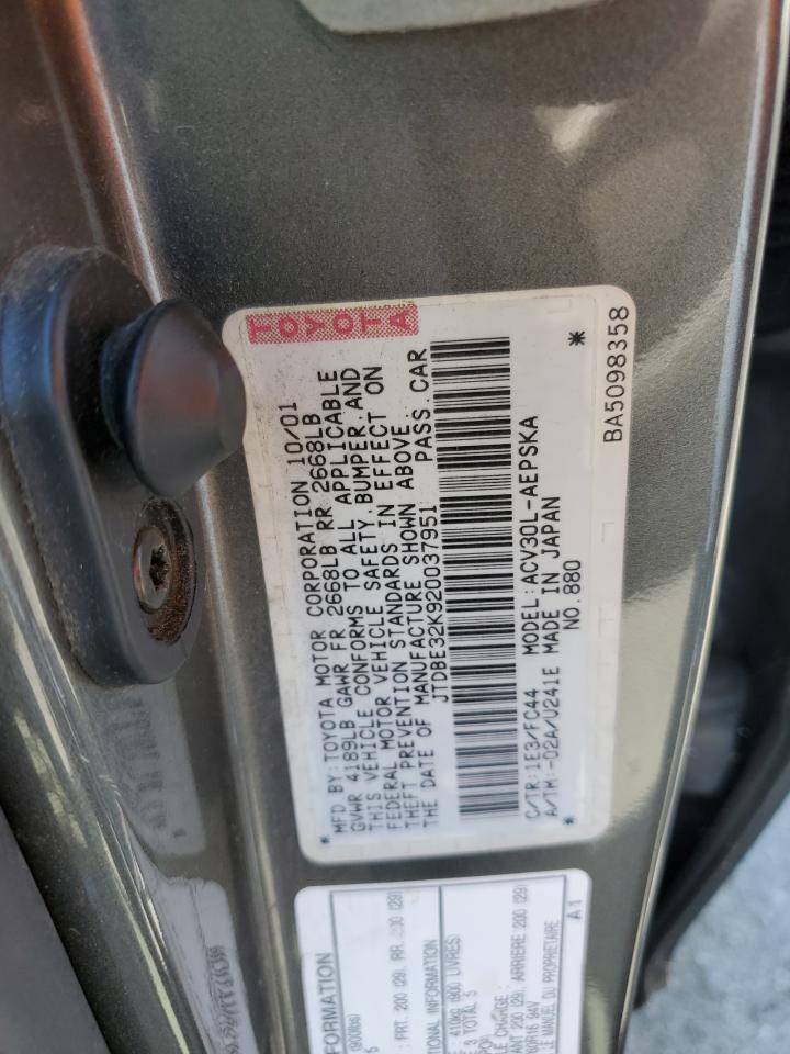 JTDBE32K920037951 2002 Toyota Camry Le