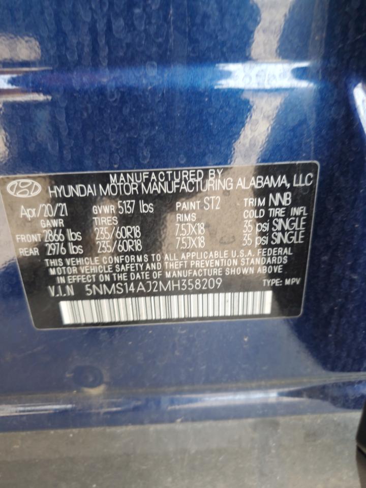 5NMS14AJ2MH358209 2021 Hyundai Santa Fe Se