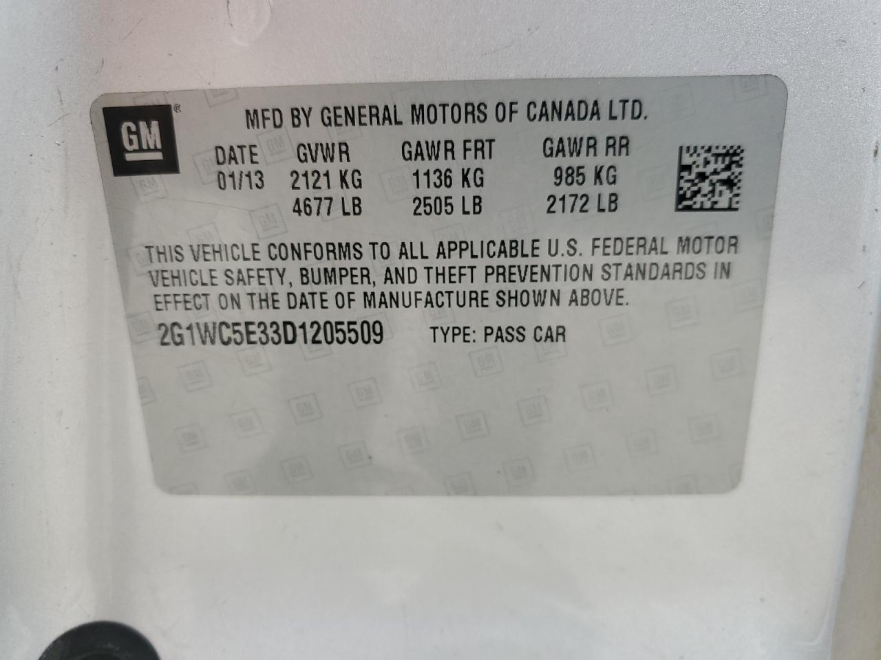 2G1WC5E33D1205509 2013 Chevrolet Impala Ltz