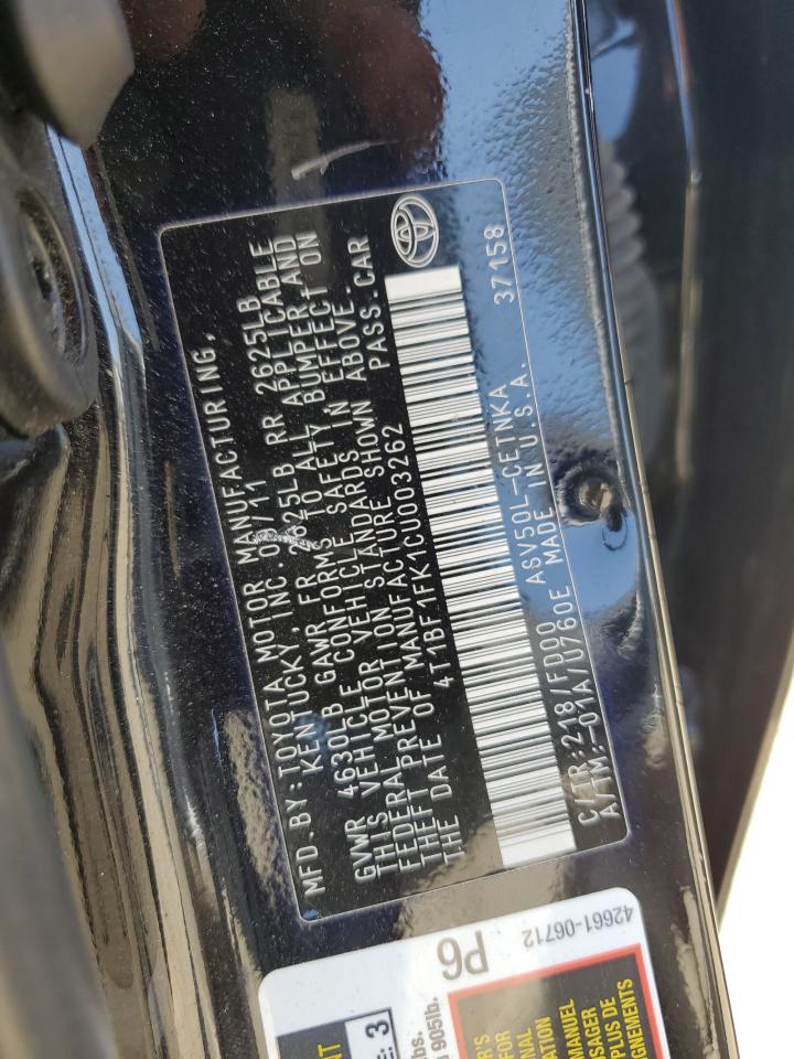 4T1BF1FK1CU003262 2012 Toyota Camry Base