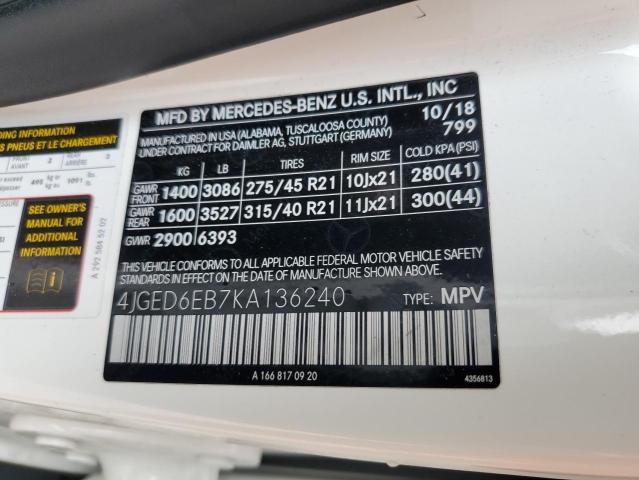 2019 Mercedes-Benz Gle Coupe 43 Amg VIN: 4JGED6EB7KA136240 Lot: 53762644