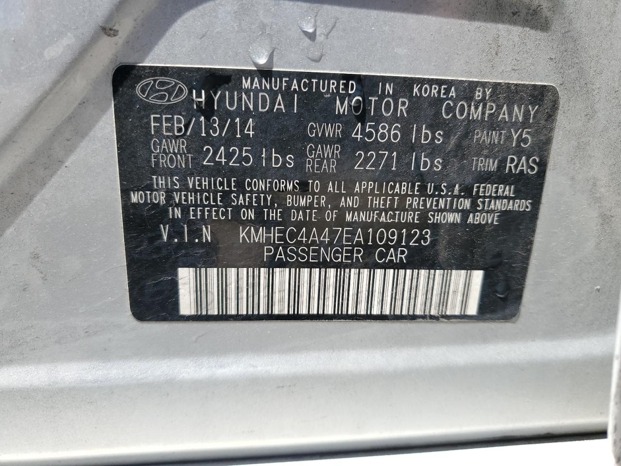 KMHEC4A47EA109123 2014 Hyundai Sonata Hybrid