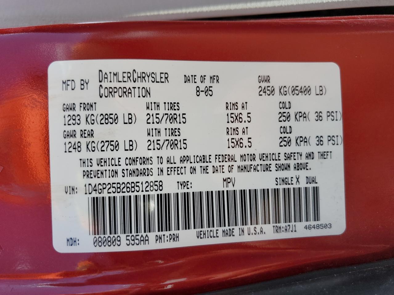 1D4GP25B26B512858 2006 Dodge Caravan Se