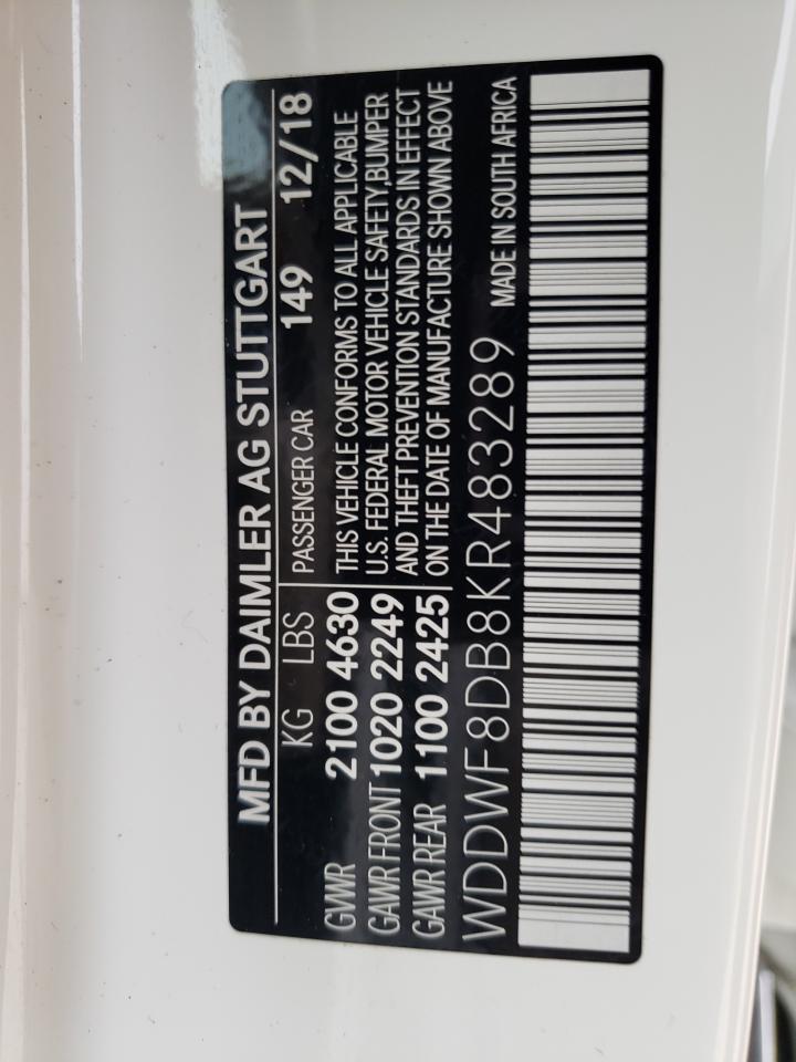 WDDWF8DB8KR483289 2019 Mercedes-Benz C 300