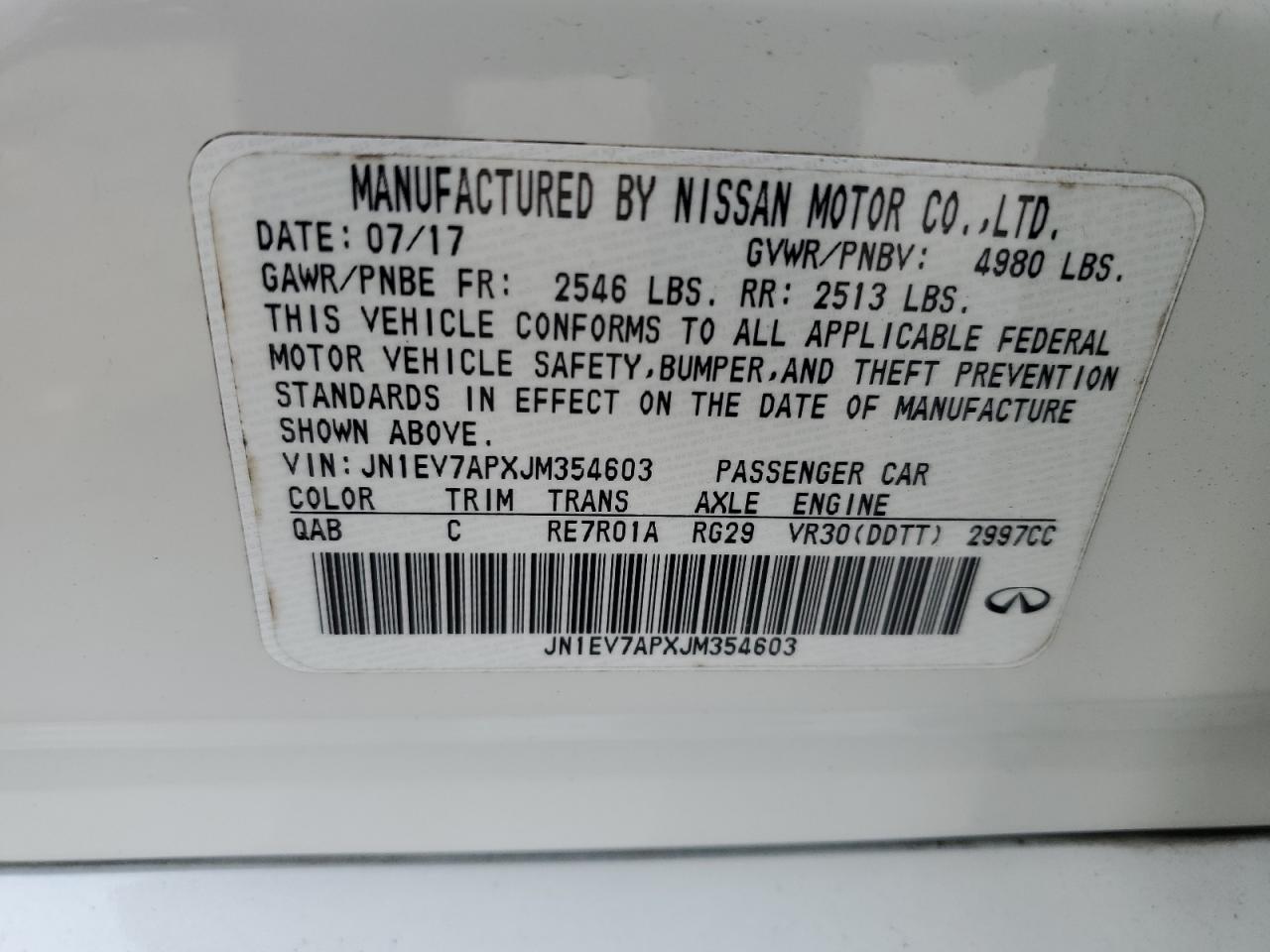 JN1EV7APXJM354603 2018 Infiniti Q50 Luxe