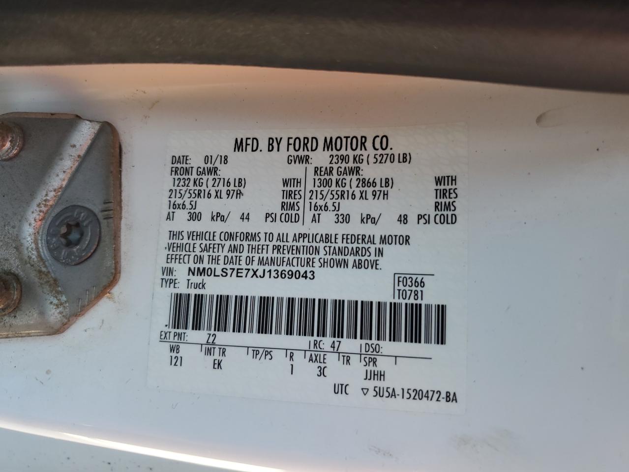 NM0LS7E7XJ1369043 2018 Ford Transit Connect Xl