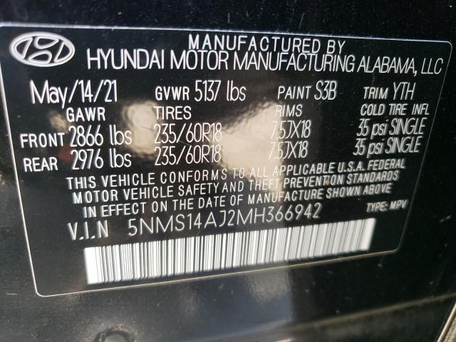 2021 Hyundai Santa Fe Se VIN: 5NMS14AJ2MH366942 Lot: 55941744