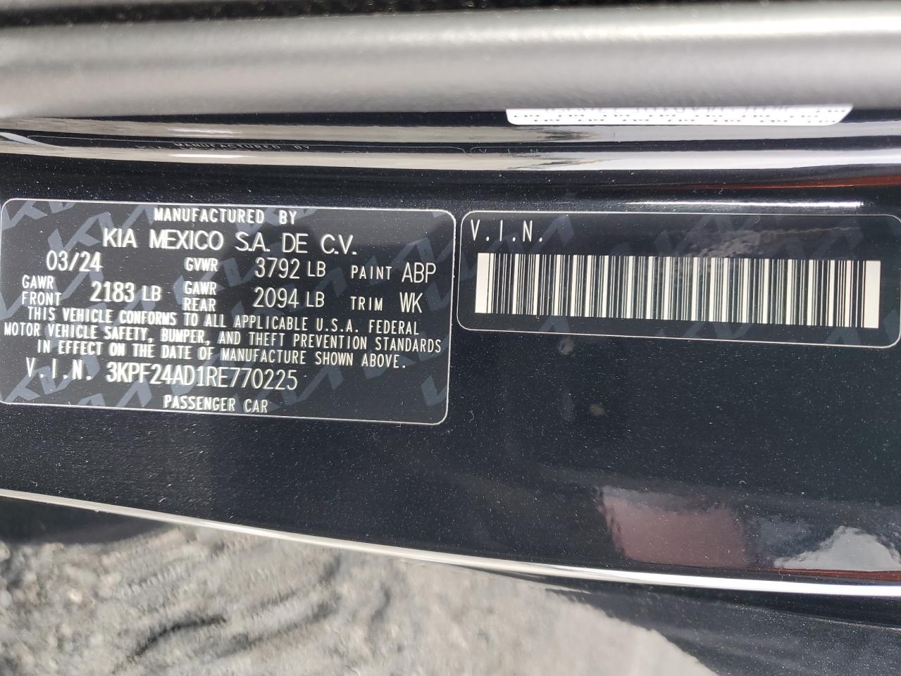 3KPF24AD1RE770225 2024 Kia Forte Lx