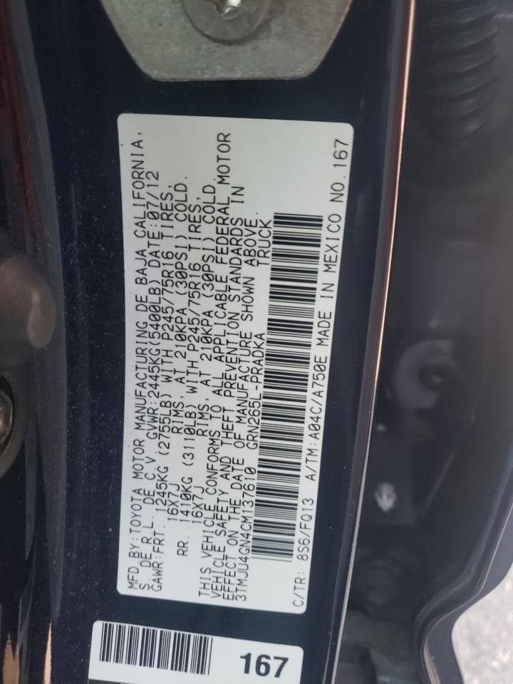 3TMJU4GN4CM137610 2012 Toyota Tacoma Double Cab Prerunner