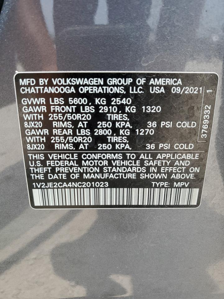 1V2JE2CA4NC201023 2022 Volkswagen Atlas Cross Sport Se