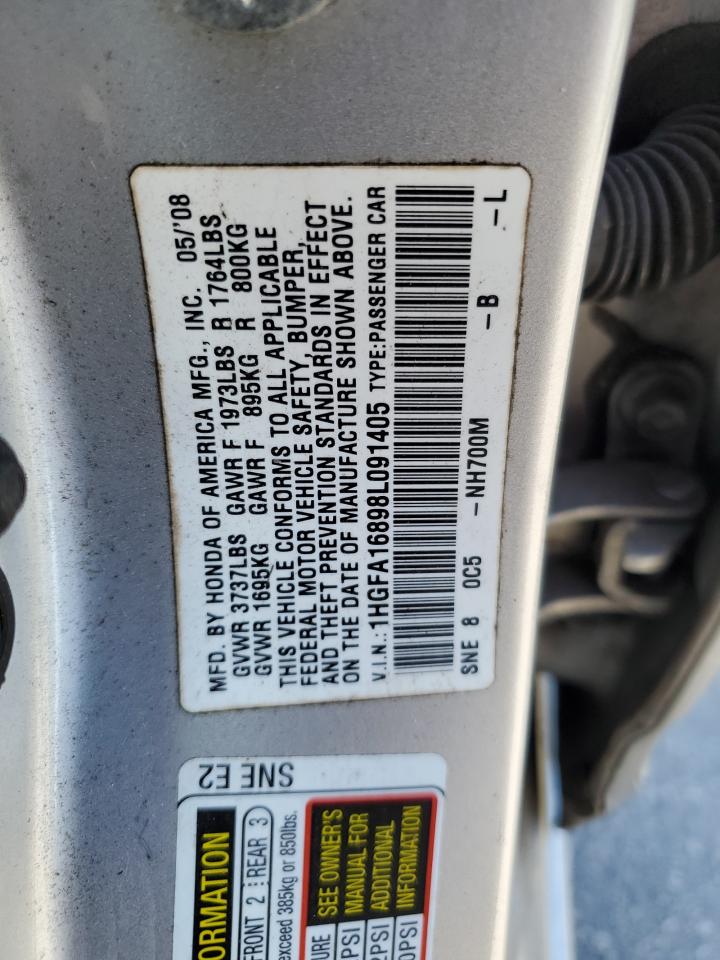 1HGFA16898L091405 2008 Honda Civic Ex