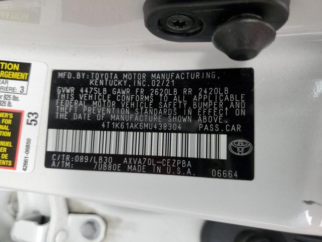 VIN 4T1K61AK6MU438304 2021 Toyota Camry, Xse no.12