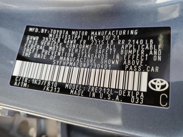 2022 TOYOTA COROLLA LE - 5YFHPMAE0NP290401