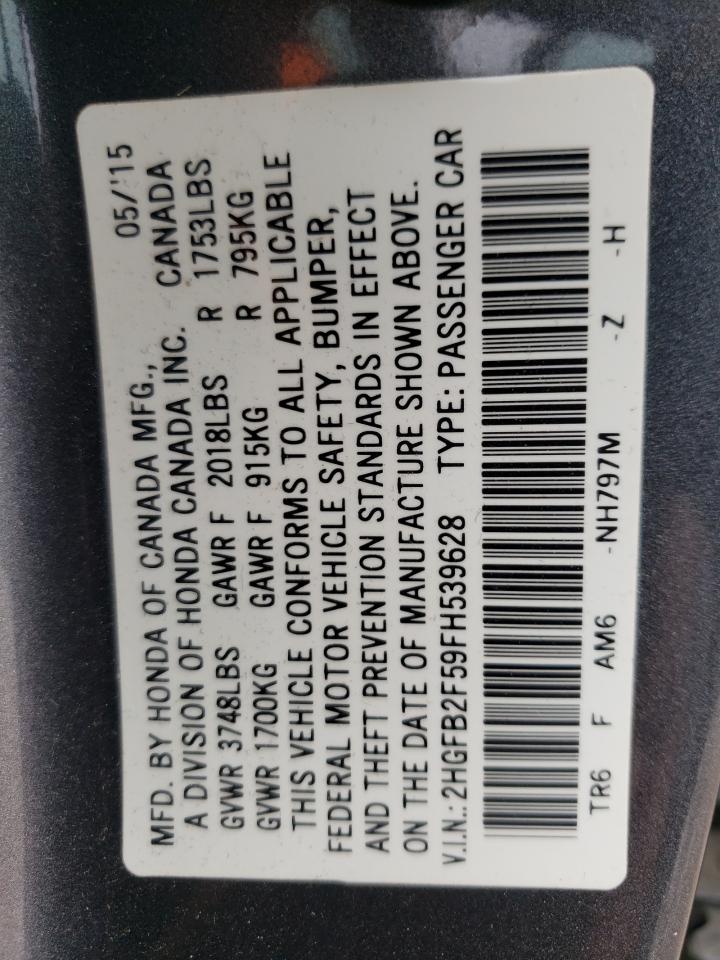 2HGFB2F59FH539628 2015 Honda Civic Lx 2HGFB2F59FH539628 2015 Honda Civic Lx