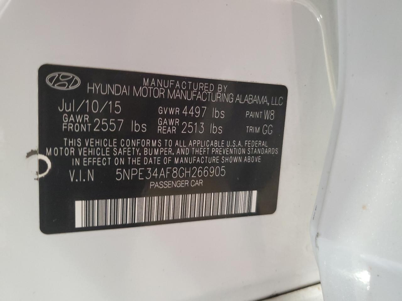 5NPE34AF8GH266905 2016 Hyundai Sonata Sport