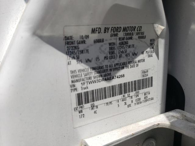 2010 Ford F350 Super Duty VIN: 1FTWW3DR4AEA74268 Lot: 55418354