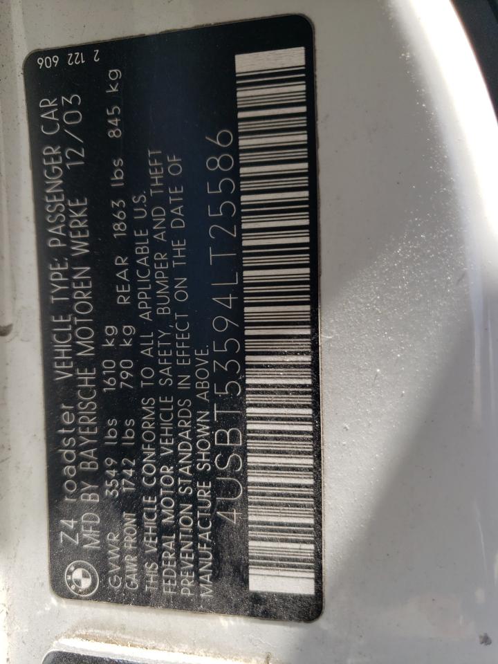 4USBT53594LT25586 2004 BMW Z4 3.0