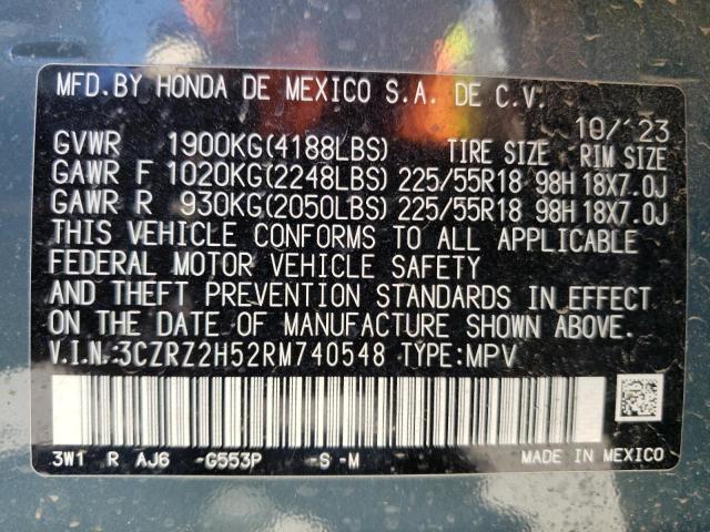 2024 Honda Hr-V Sport VIN: 3CZRZ2H52RM740548 Lot: 55233264