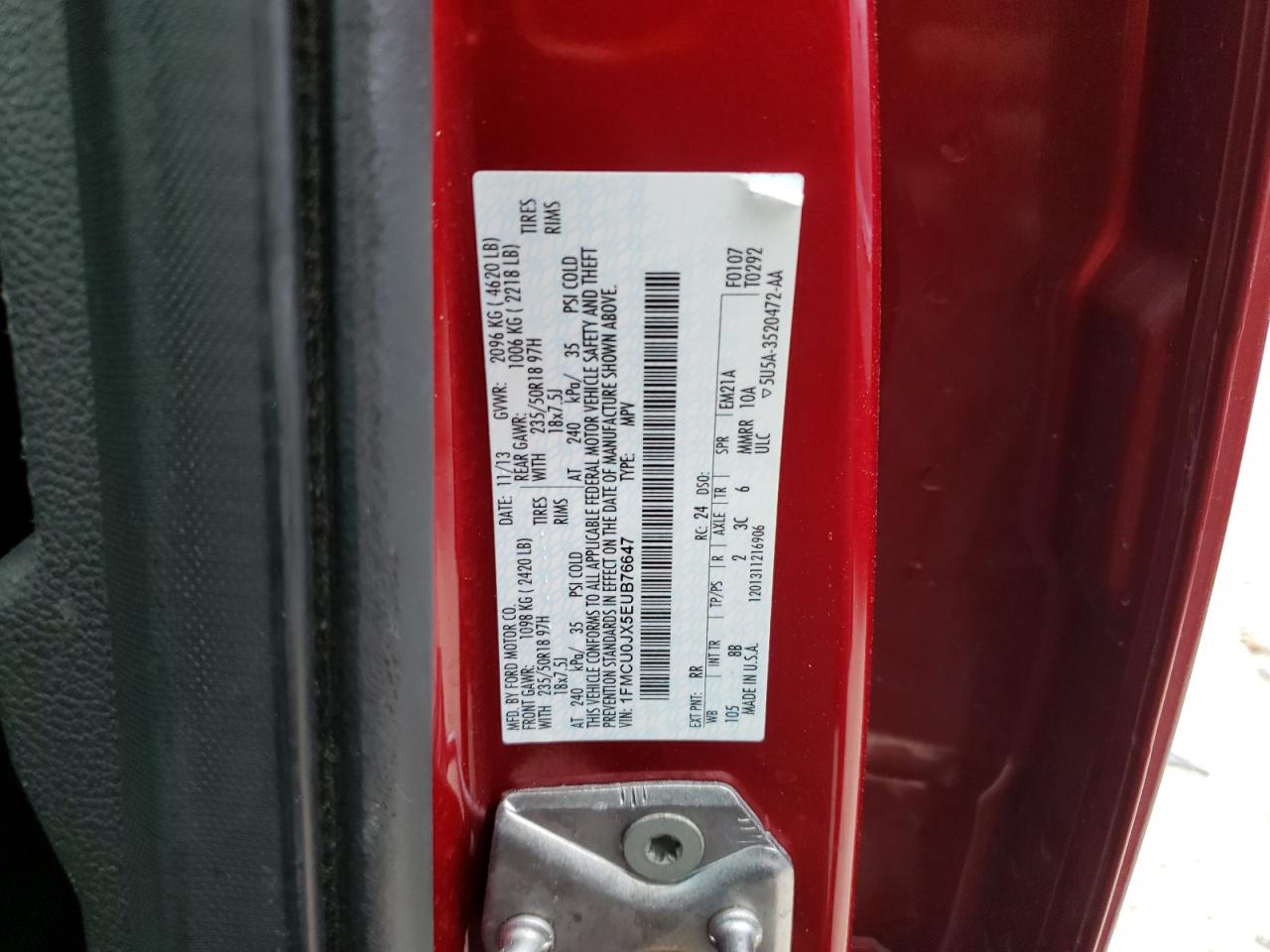 1FMCU0JX5EUB76647 2014 Ford Escape Titanium