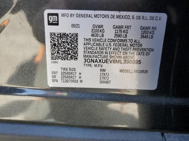 2021 Chevrolet Equinox Lt VIN: 3GNAXUEV8ML390695 Lot: 56102374