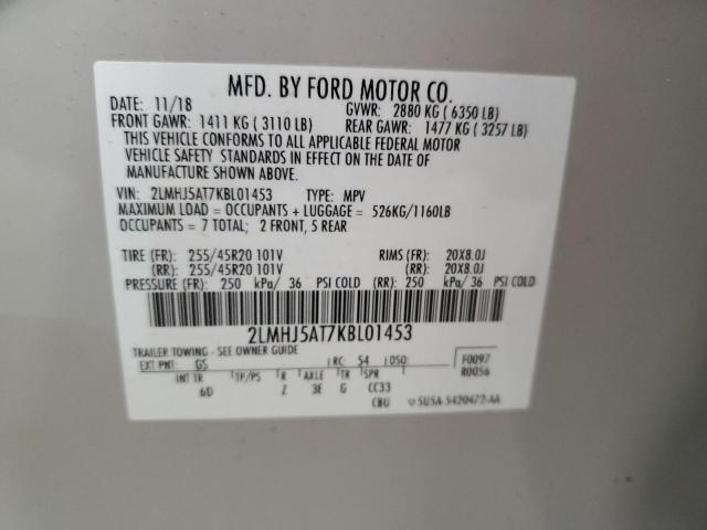 2019 Lincoln Mkt VIN: 2LMHJ5AT7KBL01453 Lot: 56910474