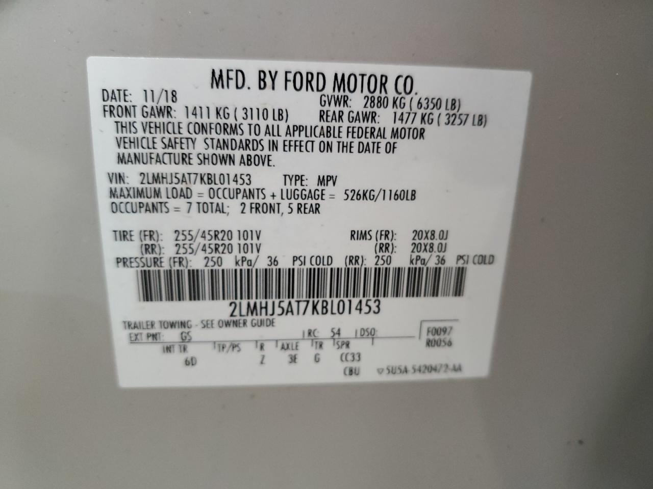 2LMHJ5AT7KBL01453 2019 Lincoln Mkt