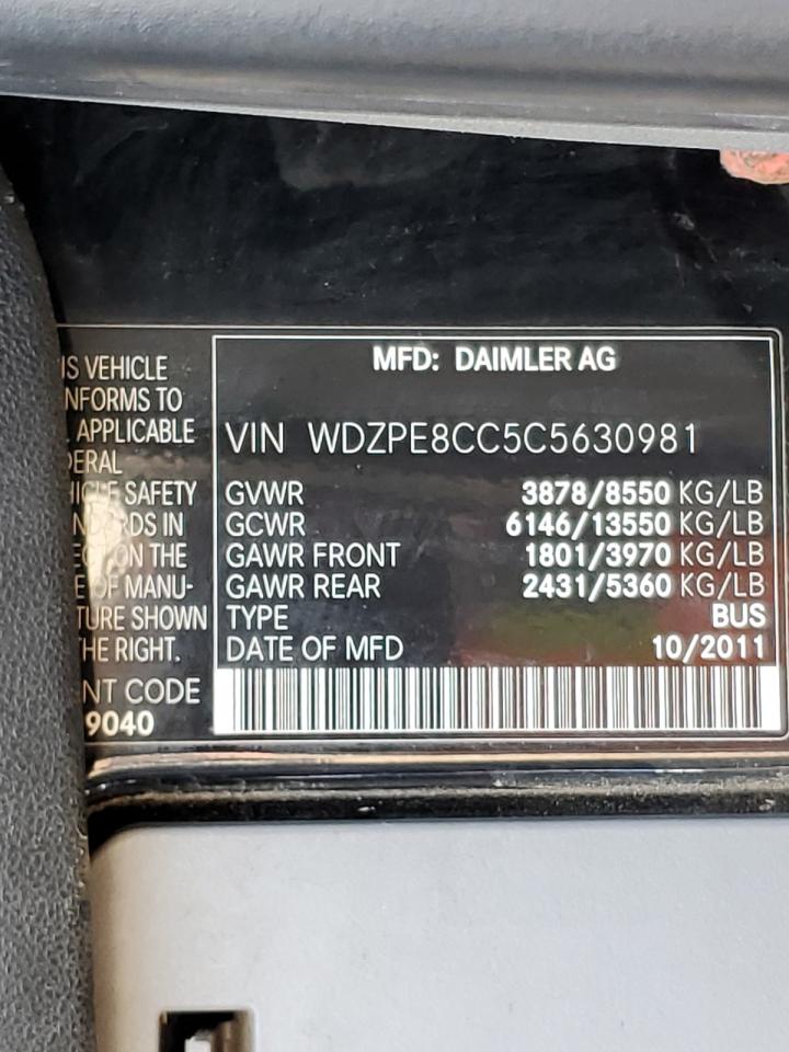 WDZPE8CC5C5630981 2012 Mercedes-Benz Sprinter 2500