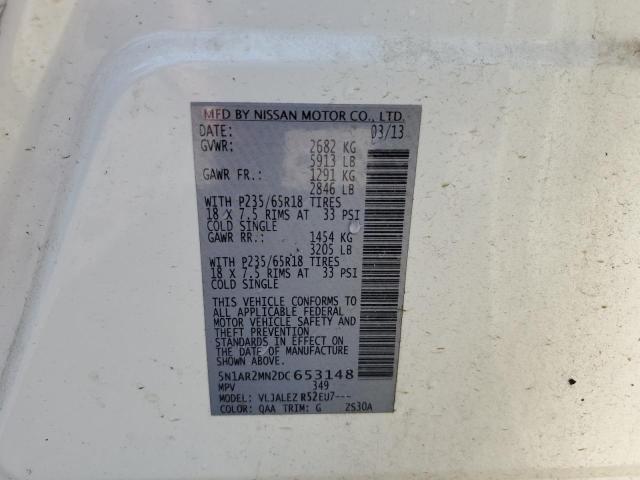 2013 Nissan Pathfinder S VIN: 5N1AR2MN2DC653148 Lot: 53236014