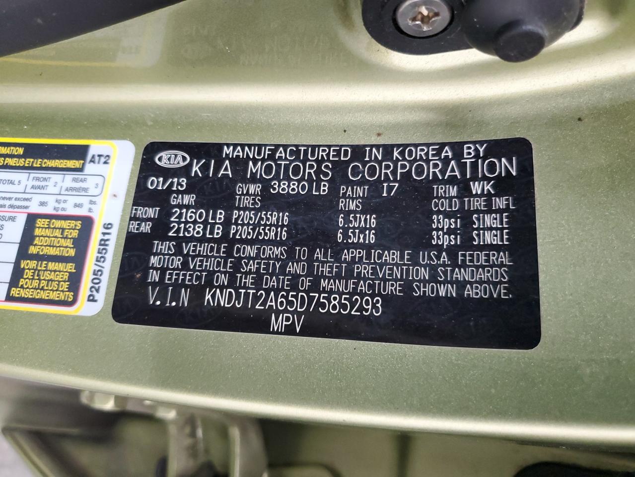 KNDJT2A65D7585293 2013 Kia Soul +