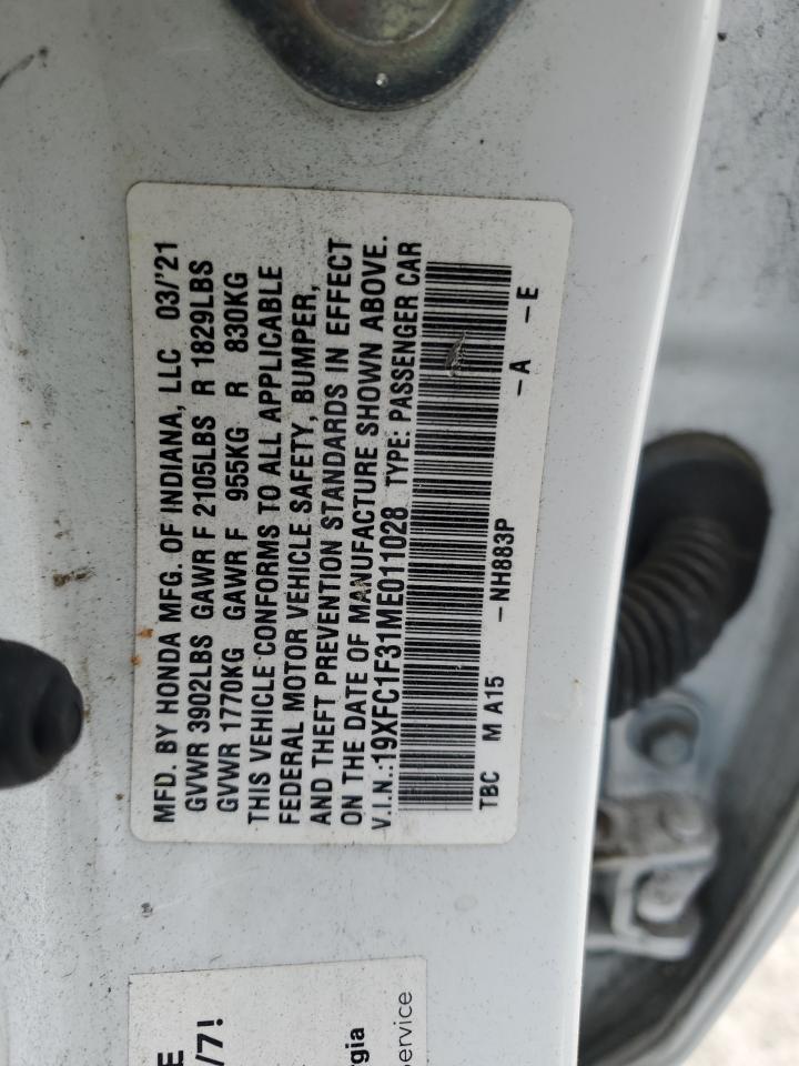 19XFC1F31ME011028 2021 Honda Civic Ex 19XFC1F31ME011028 2021 Honda Civic Ex