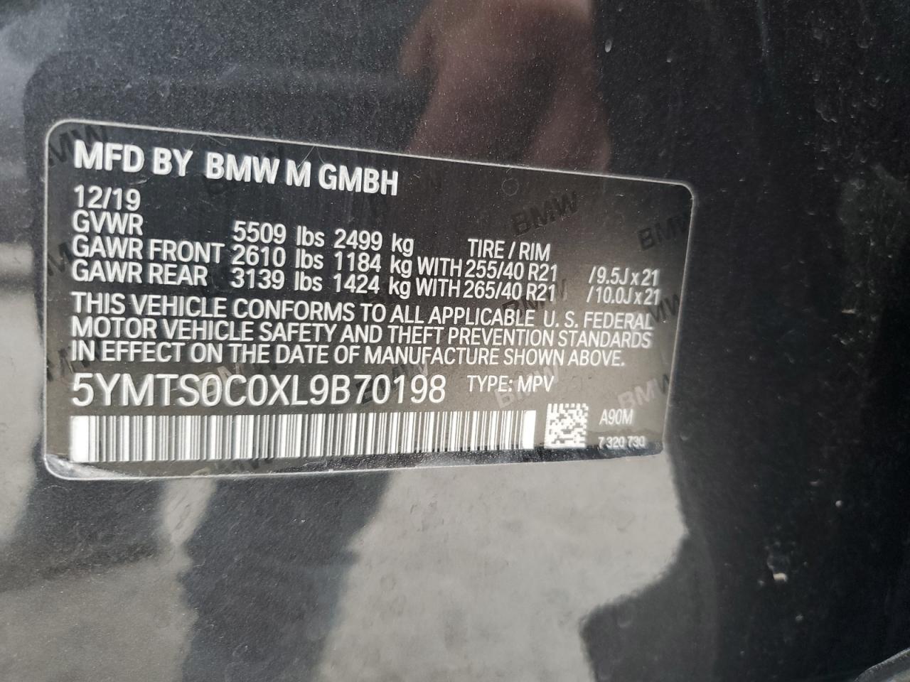 5YMTS0C0XL9B70198 2020 BMW X3 M Competition