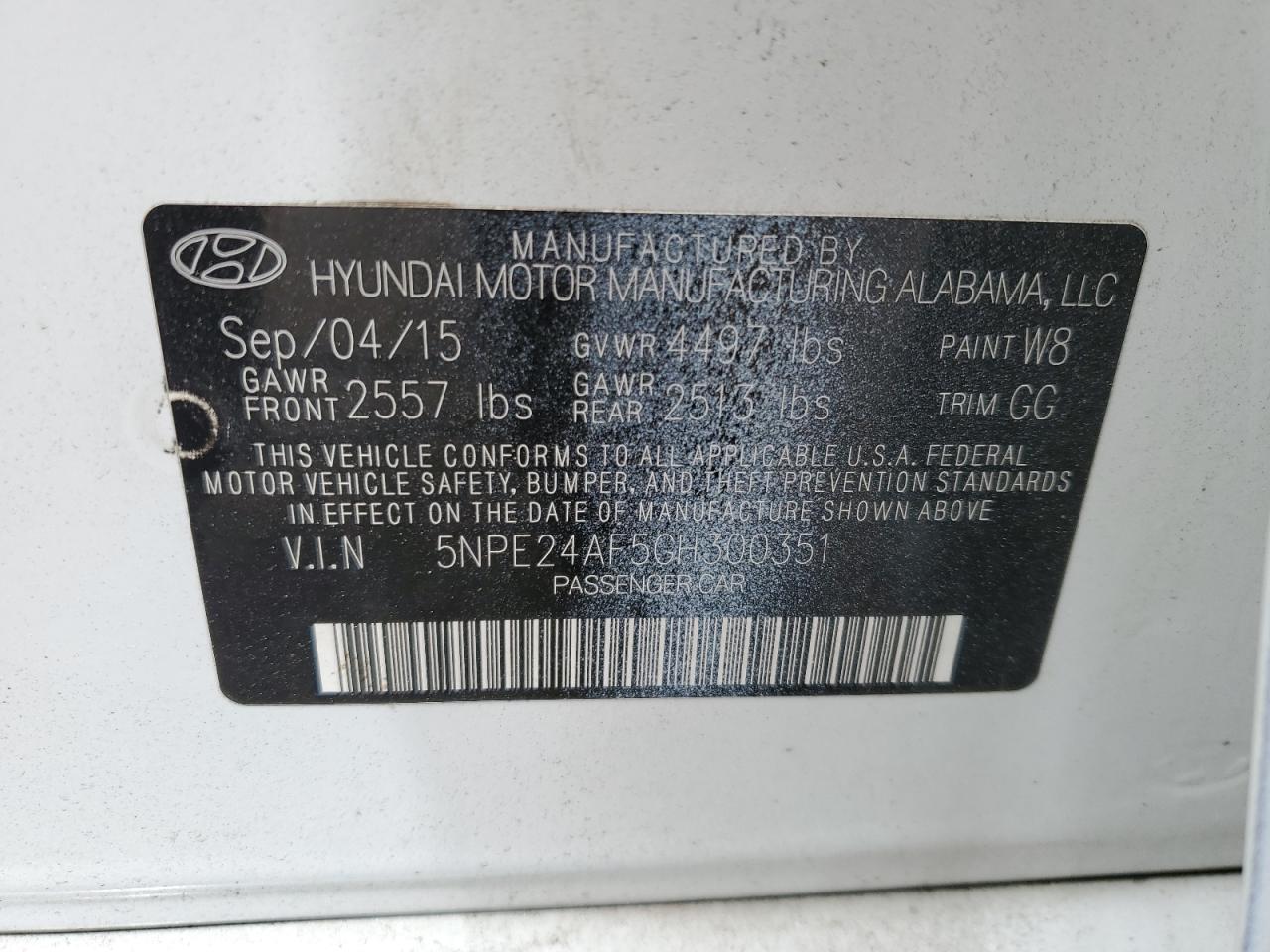 5NPE24AF5GH300351 2016 Hyundai Sonata Se