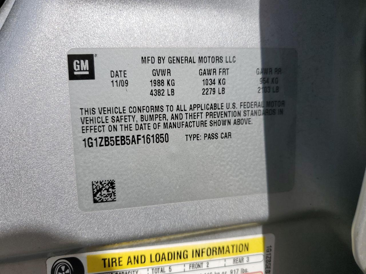 1G1ZB5EB5AF161850 2010 Chevrolet Malibu Ls