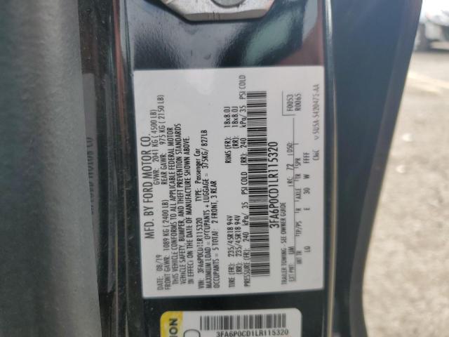 VIN 3FA6P0CD1LR115320 2020 Ford Fusion, Sel no.12